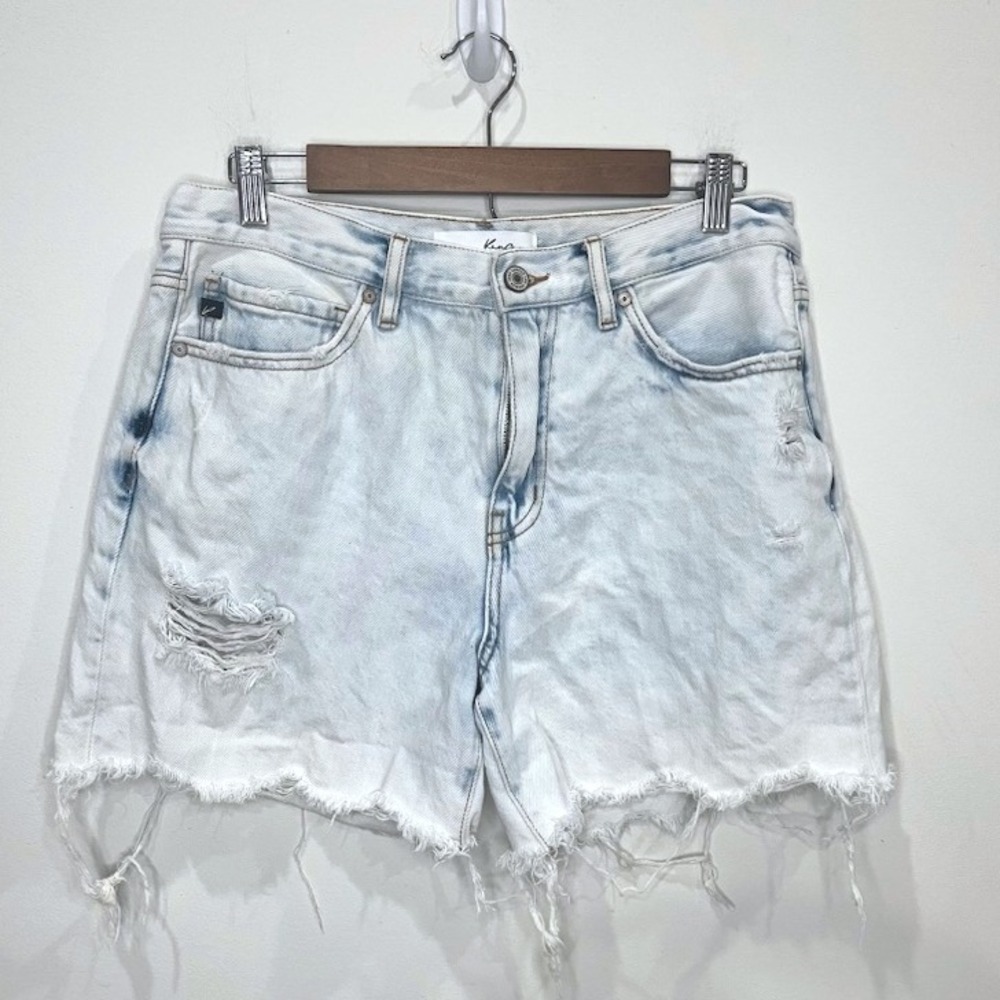 KanCan Bellini High Rise Distressed Cutoff Denim Shorts Size 29 Light Acid Wash